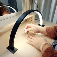 Dimmable USB LED Desk Lamp | Half Moon Arch Light for Nail Lash Vanity – White Black Pink