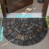 Semi Circle Door Mat | Non-Slip Mosaic Stone Pattern Entry Rug – Indoor Outdoor Front Door