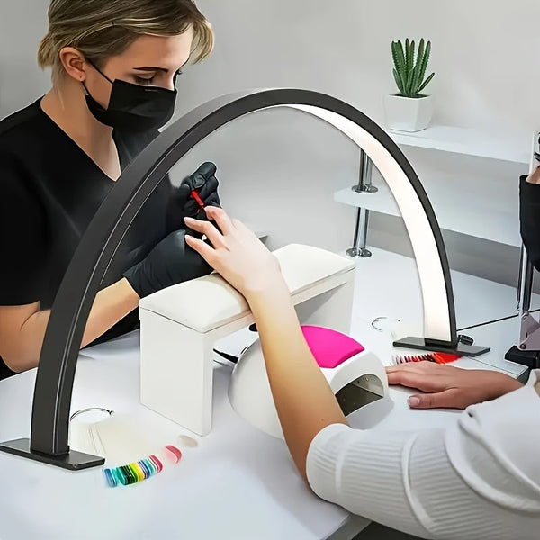 Dimmable USB LED Desk Lamp | Half Moon Arch Light for Nail Lash Vanity – White Black Pink