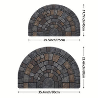 Semi Circle Door Mat | Non-Slip Mosaic Stone Pattern Entry Rug – Indoor Outdoor Front Door