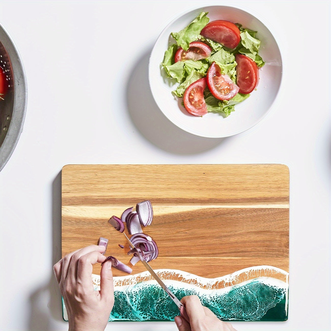 Wave Resin Cutting Board | Ocean-Inspired Acacia Wood Serving & Cheese Board