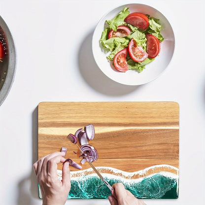 Wave Resin Cutting Board | Ocean-Inspired Acacia Wood Serving & Cheese Board