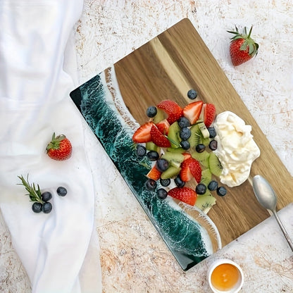 Wave Resin Cutting Board | Ocean-Inspired Acacia Wood Serving & Cheese Board
