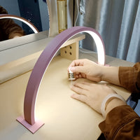 Dimmable USB LED Desk Lamp | Half Moon Arch Light for Nail Lash Vanity – White Black Pink