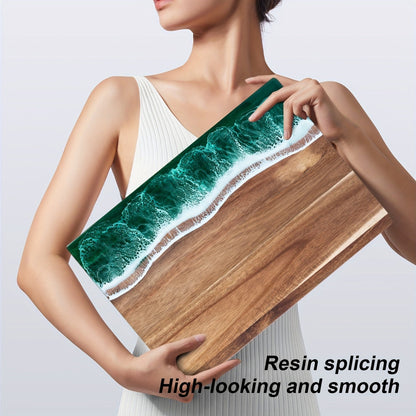 Wave Resin Cutting Board | Ocean-Inspired Acacia Wood Serving & Cheese Board