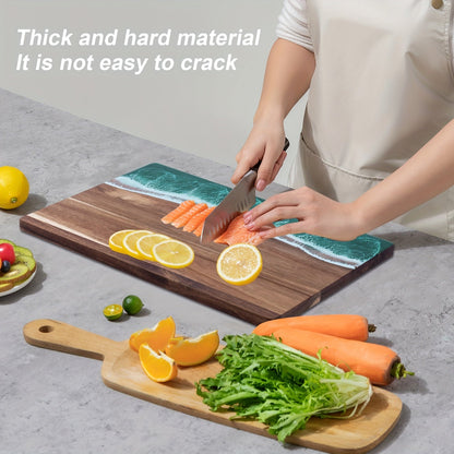 Wave Resin Cutting Board | Ocean-Inspired Acacia Wood Serving & Cheese Board