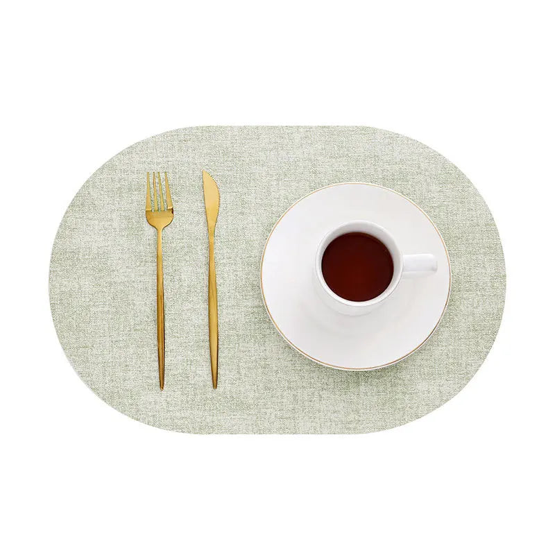 LinoMat | Oval Faux Leather Placemats – Heat Resistant & Non-Slip