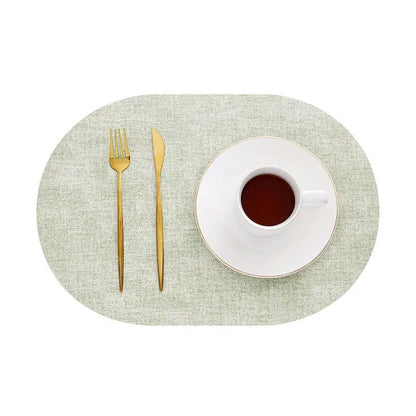 LinoMat | Oval Faux Leather Placemats – Heat Resistant & Non-Slip