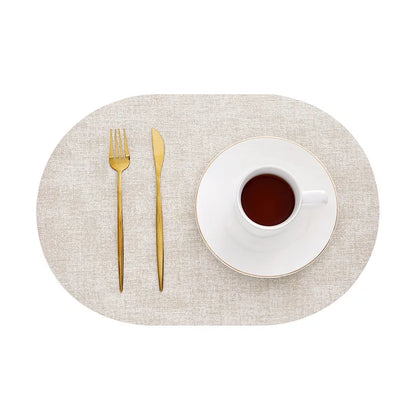 LinoMat | Oval Faux Leather Placemats – Heat Resistant & Non-Slip