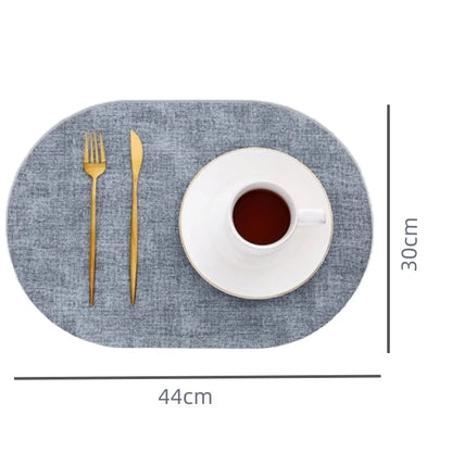LinoMat | Oval Faux Leather Placemats – Heat Resistant & Non-Slip