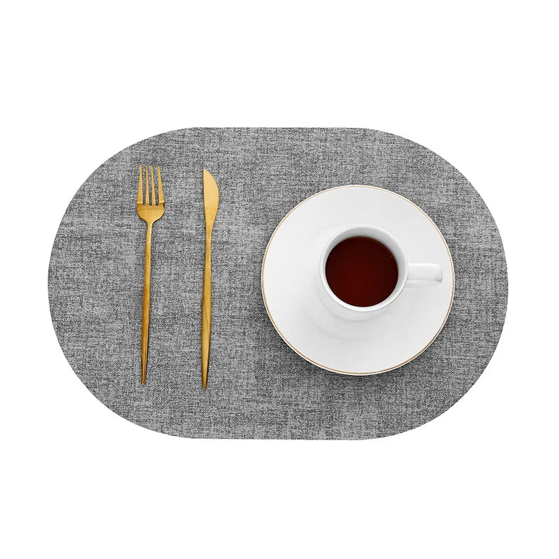 LinoMat | Oval Faux Leather Placemats – Heat Resistant & Non-Slip