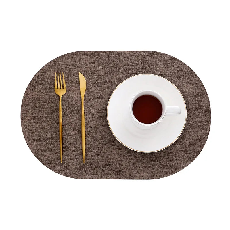 LinoMat | Oval Faux Leather Placemats – Heat Resistant & Non-Slip