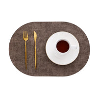 Faux Leather Placemats Set of 4 or 6 | Oval PU Leather Table Mats – Heat Resistant Non-Slip Waterproof
