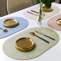 Faux Leather Placemats Set of 4 or 6 | Oval PU Leather Table Mats – Heat Resistant Non-Slip Waterproof
