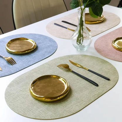 LinoMat | Oval Faux Leather Placemats – Heat Resistant & Non-Slip
