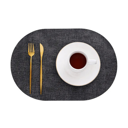 LinoMat | Oval Faux Leather Placemats – Heat Resistant & Non-Slip