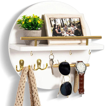 Round Wooden Key Holder | Eco-Friendly Wall Organizer