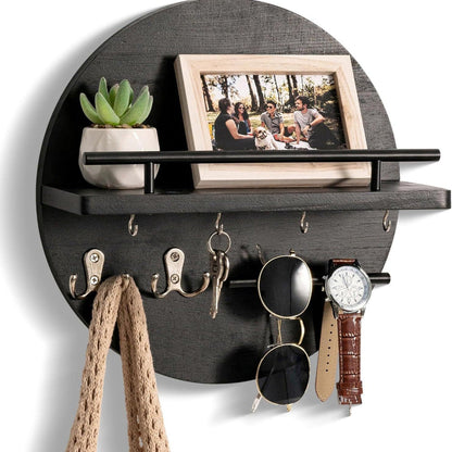 Round Wooden Key Holder | Eco-Friendly Wall Organizer