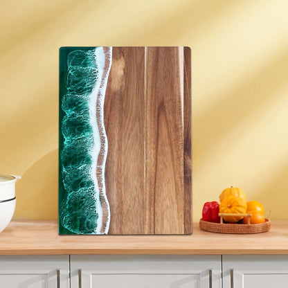 Wave Resin Cutting Board | Ocean-Inspired Acacia Wood Serving & Cheese Board