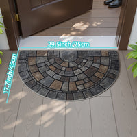 Semi Circle Door Mat | Non-Slip Mosaic Stone Pattern Entry Rug – Indoor Outdoor Front Door