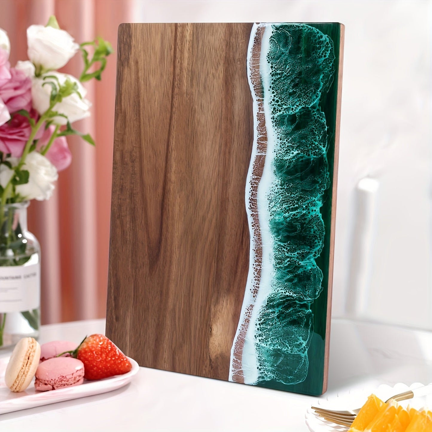 Wave Resin Cutting Board | Ocean-Inspired Acacia Wood Serving & Cheese Board
