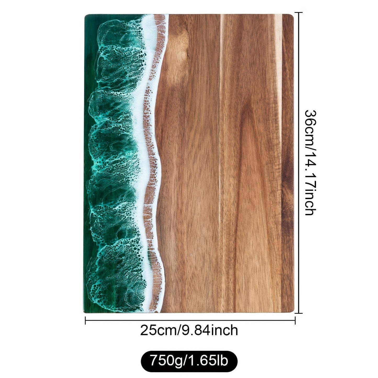 Wave Resin Cutting Board | Ocean-Inspired Acacia Wood Serving & Cheese Board