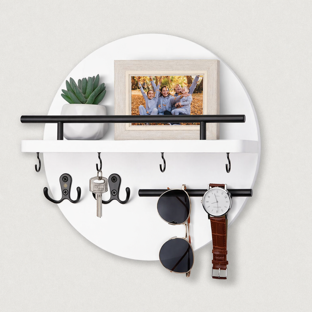 Round Wooden Key Holder | Eco-Friendly Wall Organizer